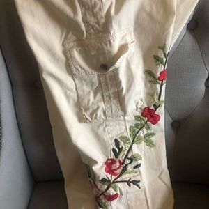 Johnny Was ivory embroidered crop pants